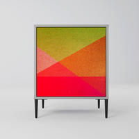 SIDEBOARD VIVID GEOMETRY, Grau, 57,5x42x72,5 cm, Schwarze Metallfüße - Multicolor/Schwarz, Holzwerkstoff/Metall (57.5/72.5/42cm) - SpaceRebels