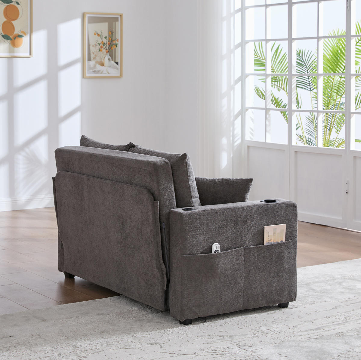 SCHLAFSOFA aus Chenille 139x83x73 cm in Grau mit Schlaffunktion - Grau, Textil (139/73/83cm) - Modfu