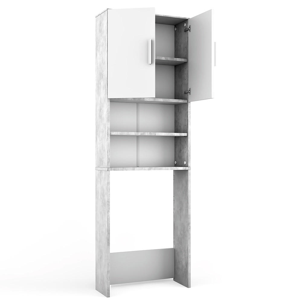 WASCHMASCHINENSCHRANK Beton 64 x 190 cm - Schieferfarben, Holzwerkstoff (64/190/26cm) - Vicco