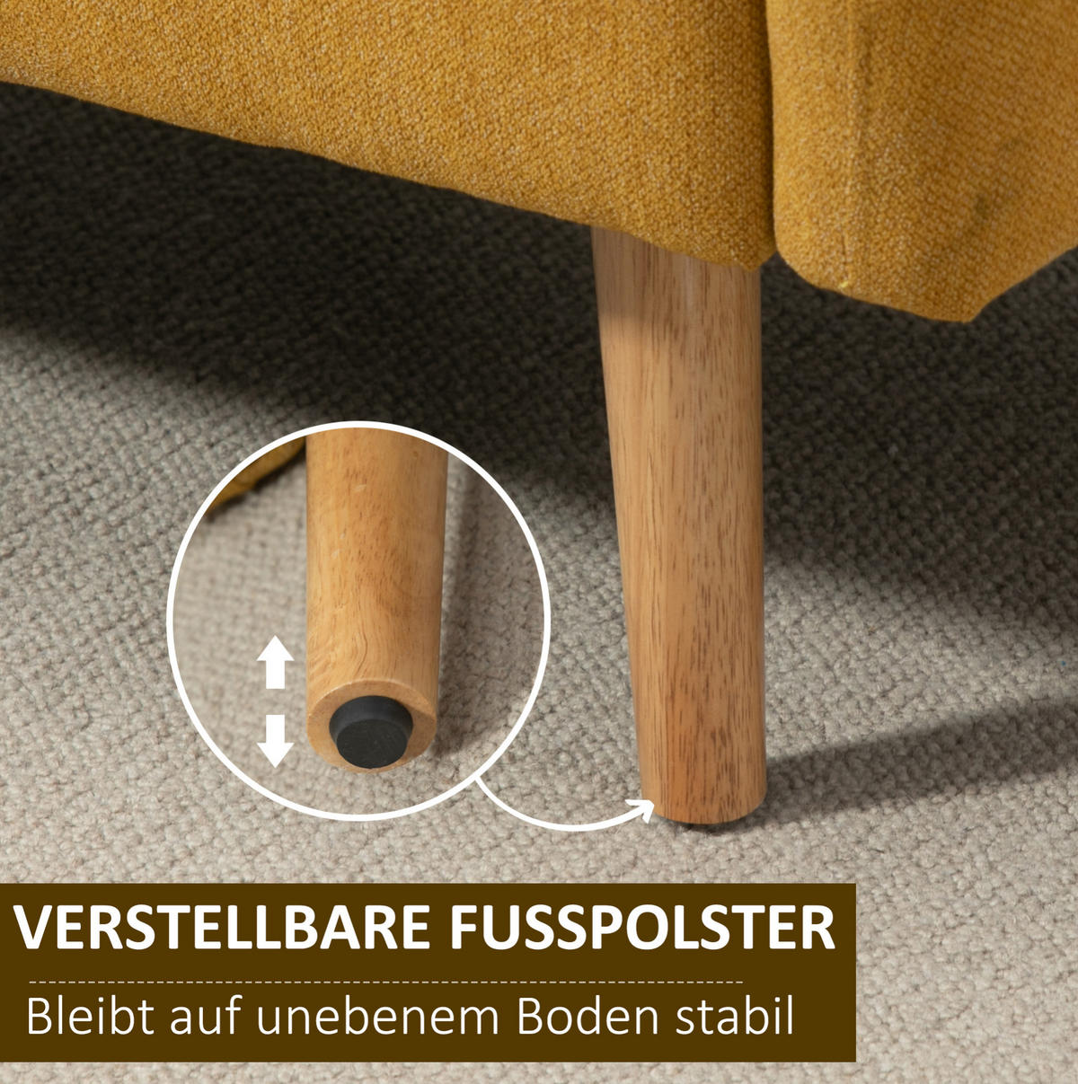 2-SITZER-SOFA aus Polyester 130x70x80 cm in Gelb mit 2 Kissen - Gelb, Textil (70/80/130cm) - Modfu