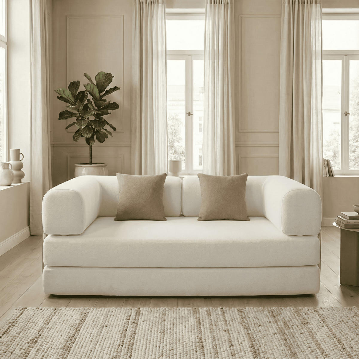 SCHLAFSOFA Kaia Weiß Sand - Beige, Textil (180/70/100cm) - COCO Living