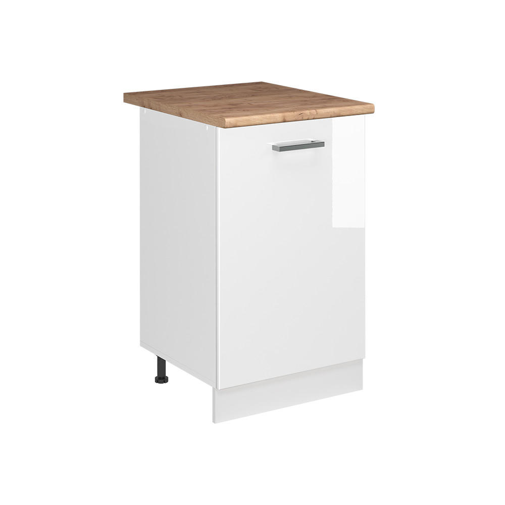 SPODNÍ SKŘÍŇKA KUCHYŇSKÉ LINKY R-Line, Bílá vysoký lesk/Bílá, 50 cm pracovná doska Dub Goldkraft - bílá/vysoce lesklá bílá, kompozitní dřevo (50/81.6/60cm) - Vicco