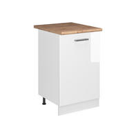 SPODNÍ SKŘÍŇKA KUCHYŇSKÉ LINKY R-Line, Bílá vysoký lesk/Bílá, 50 cm pracovná doska Dub Goldkraft - bílá/vysoce lesklá bílá, kompozitní dřevo (50/81.6/60cm) - Vicco
