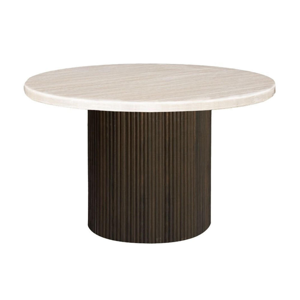 ESSTISCH Trivento braun oval Travertinoptik 130/75 cm - Beige, Holz/Stein (130/130/75cm) - alesvelt