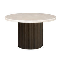 ESSTISCH Trivento braun oval Travertinoptik 130/75 cm - Beige, Holz/Stein (130/130/75cm) - alesvelt