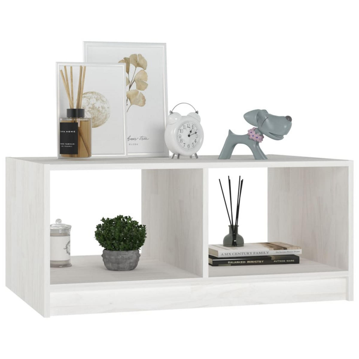 COUCHTISCH Weiß 75x50x33,5 cm Massivholz Kiefer - Weiß, Holz (75/50/33.5cm) - furnicato