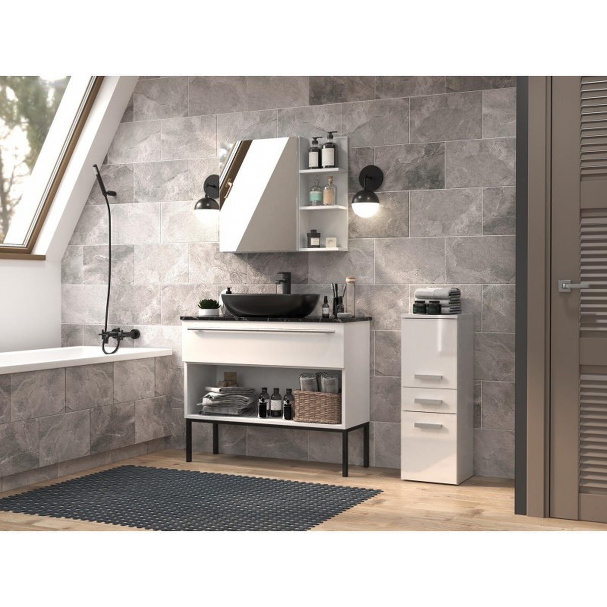 KOUPELNOVÁ SKŘÍŇKA Bílá, lesklá bílá 30/85/30 - bílá, kompozitní dřevo (30/85/30cm) - RAUMHIRSCH FURNITURE
