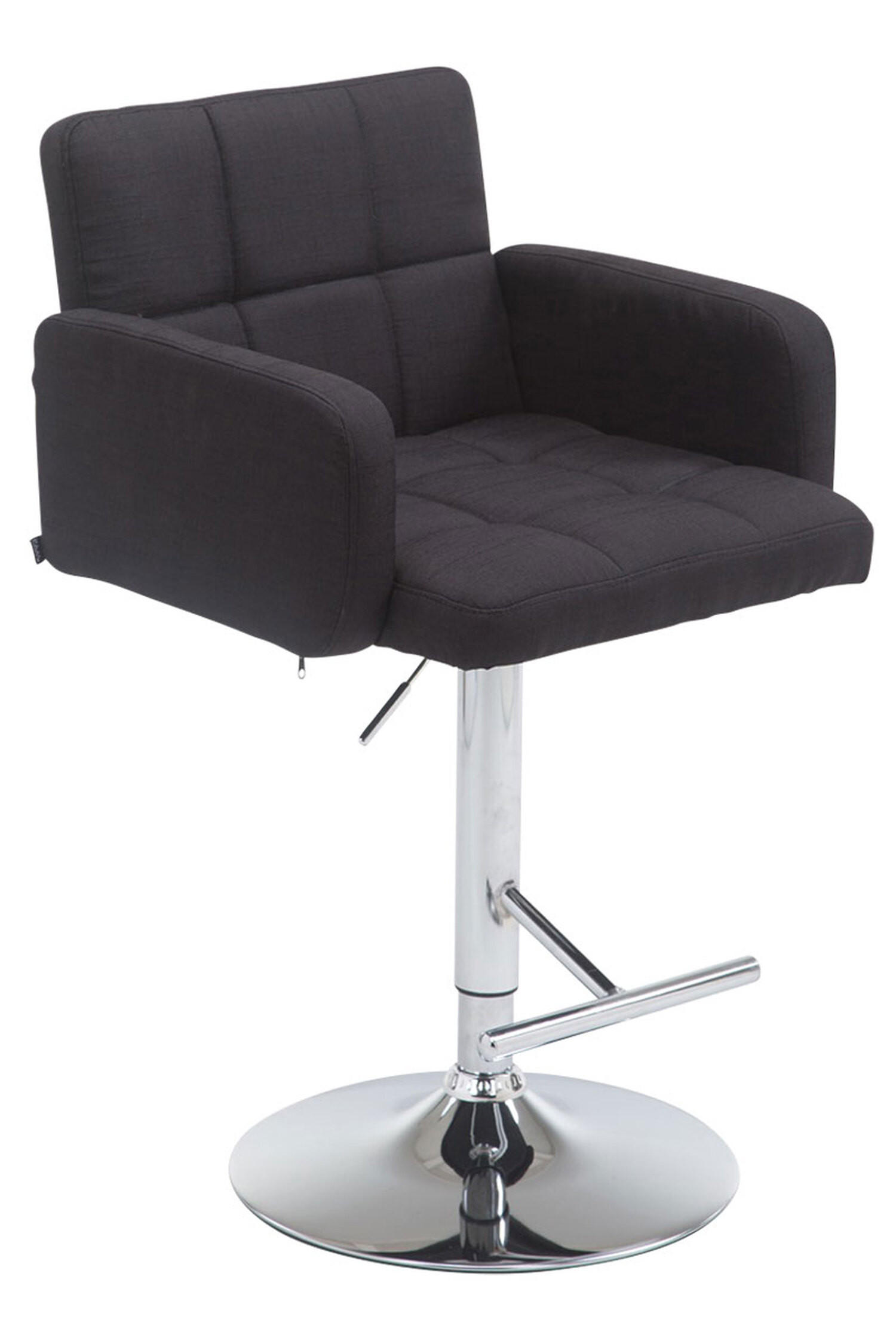 BARHOCKER Lausanne, Gestell Metall in Chromoptik, Stoff schwarz, - Chromfarben/Schwarz, Textil/Metall (60/100/56cm) - TPFLiving