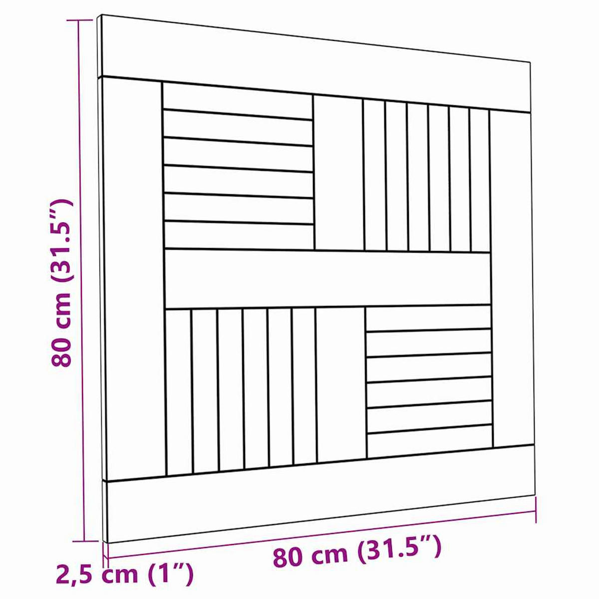 TISCHPLATTE Massivholz Teak Quadratisch 80/80/2,5 Cm - Braun, Holz (80/80/2.5cm) - vidaXL