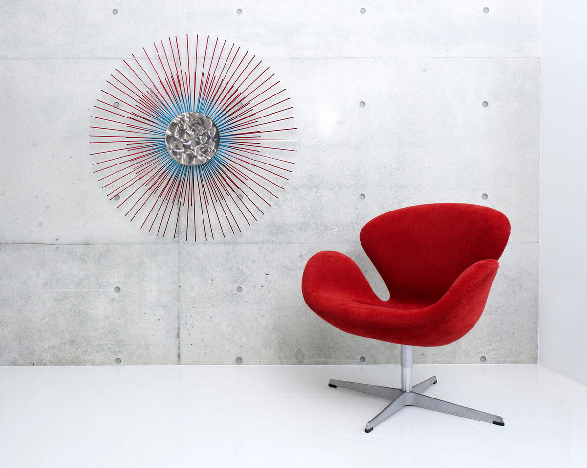 WANDDEKO Rot 80/80 cm - Rot, Metall (2.5/80/6cm) - KUNSTLOFT