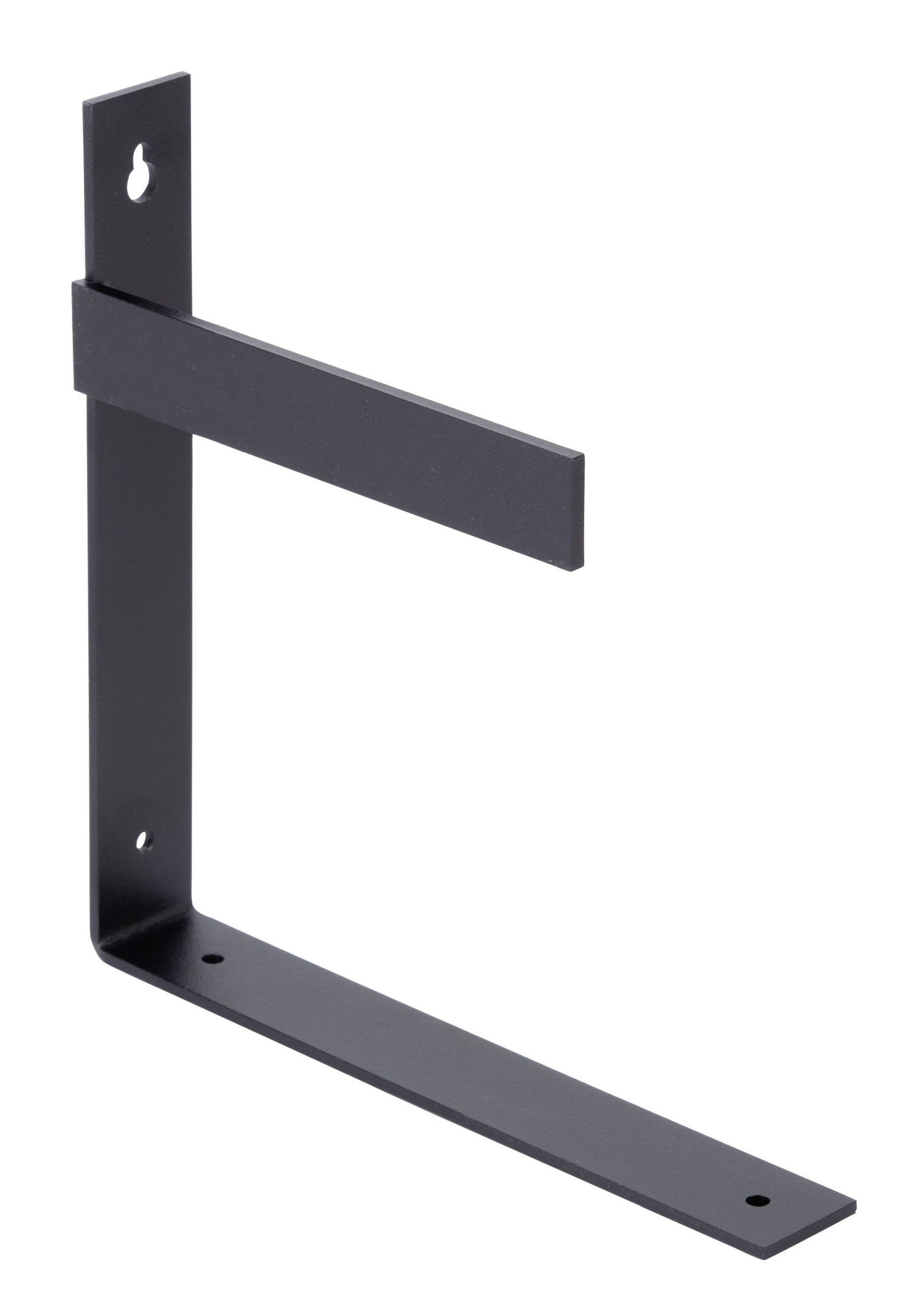 REGALTRÄGER Uma, links, Stahl in verschiedenen Trendfarben - Schwarz, Metall (20.5/20.5/3cm) - Alberts