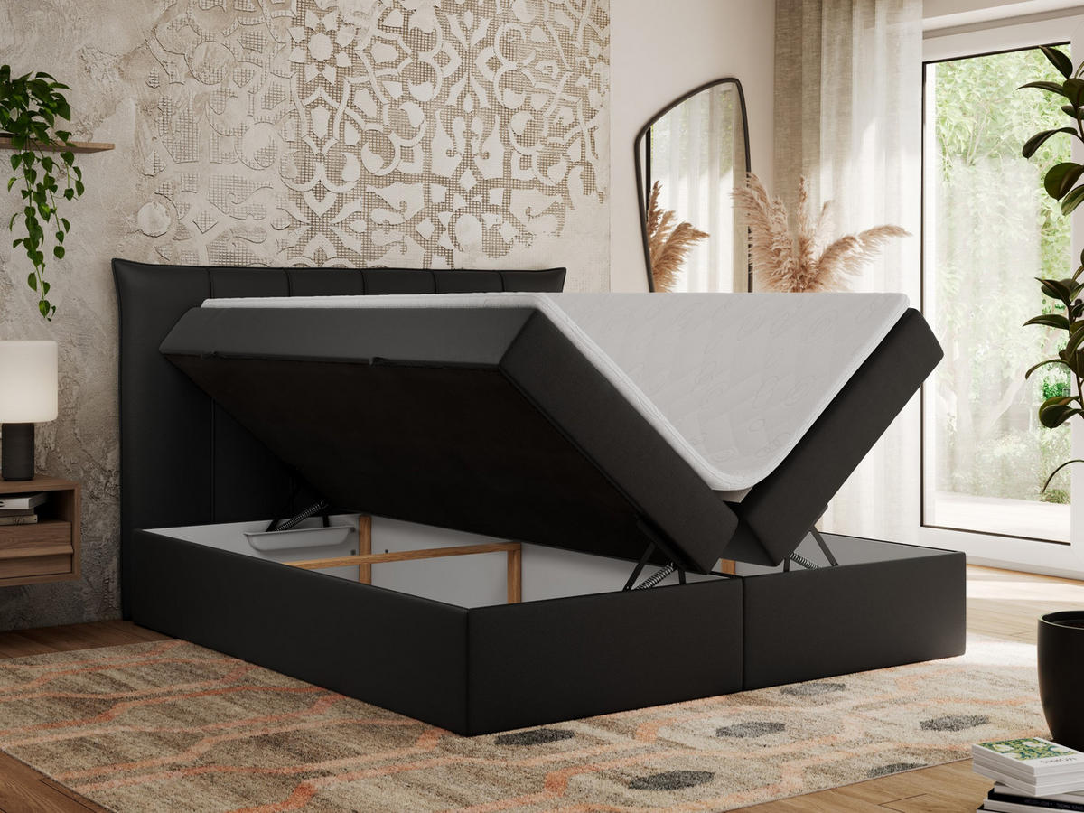 BOXBETT PREMIUM 10 140/200 Schwarz Kunstleder - H3 - Schwarz, Holz/Textil (140/200cm) - MKS