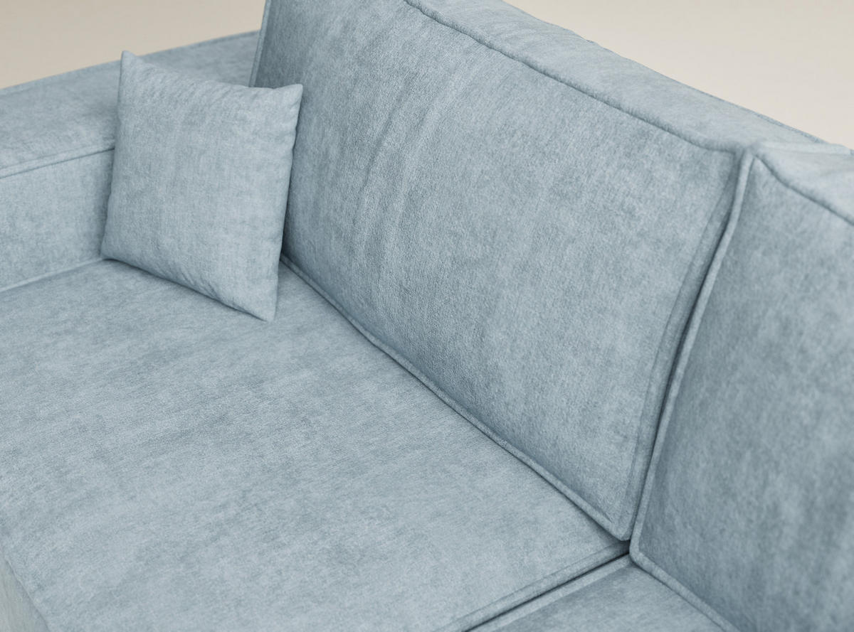 ECKSOFA MIT SCHLAFFUNKTION Tonga Hellblau Webstoff - Schwarz/Hellblau, Holz/Holzwerkstoff (255/105cm) - Maison de Reve