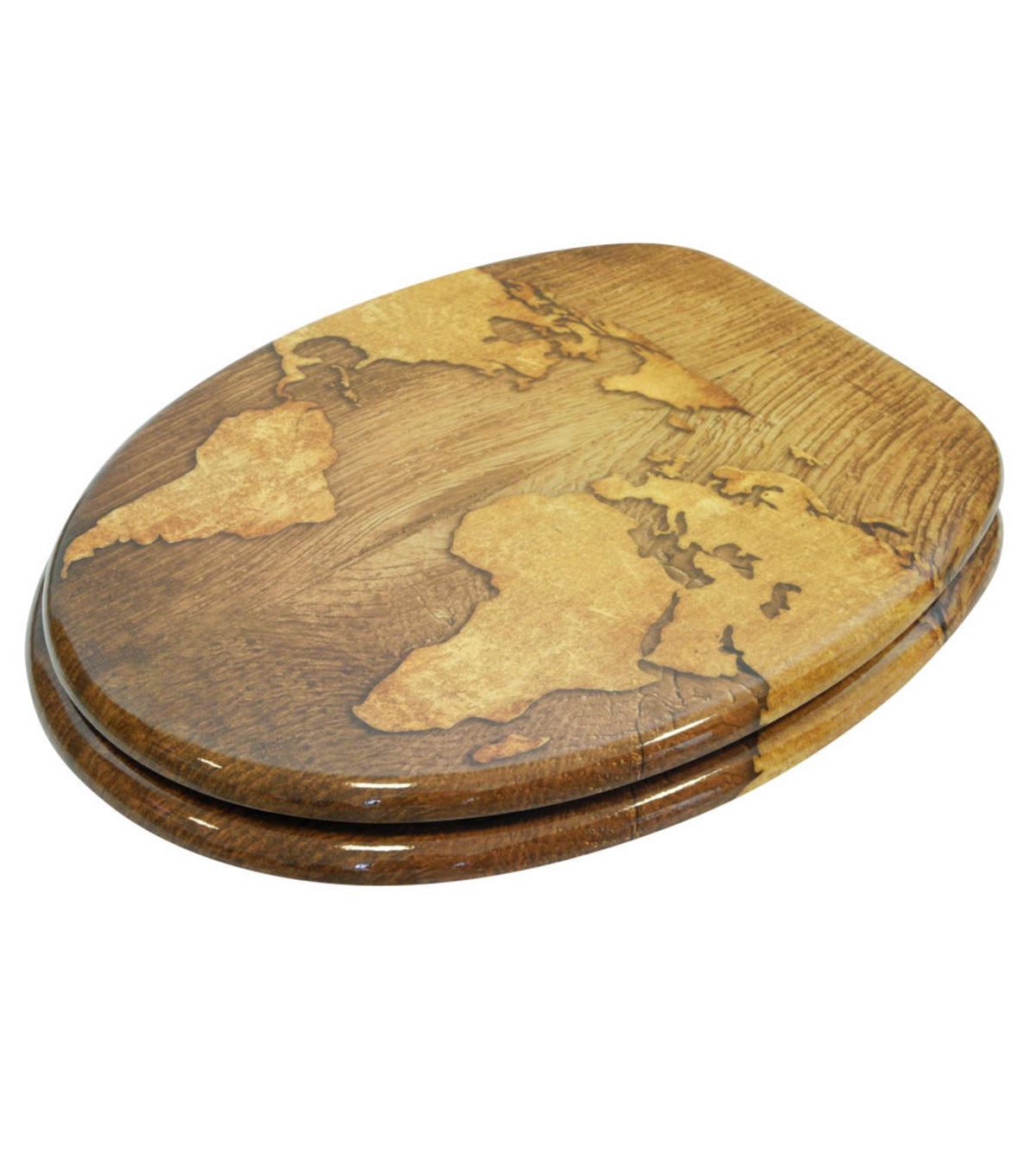 WC-SITZ World Map - Braun, Holzwerkstoff (38/6/47cm) - Sanilo