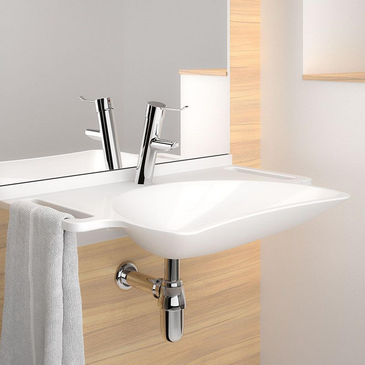 EINHEBEL-WASCHTISCHMISCHER H100 L110 mit Hygiene-Hebel - Chromfarben, Metall (22/9.5/30cm) - Delabie