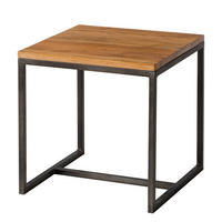 BEISTELLTISCH - Akazie massiv / Eisen - Akaziefarben, Holz/Metall (35/35/35cm) - home24