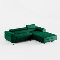 ECKSOFA VEMO CORE Rechts Dunkelgrün Velours-Stoff mit Schlaffunktion und Bettkasten - Dunkelgrün, Holz/Metall (280/205cm) - Barchello