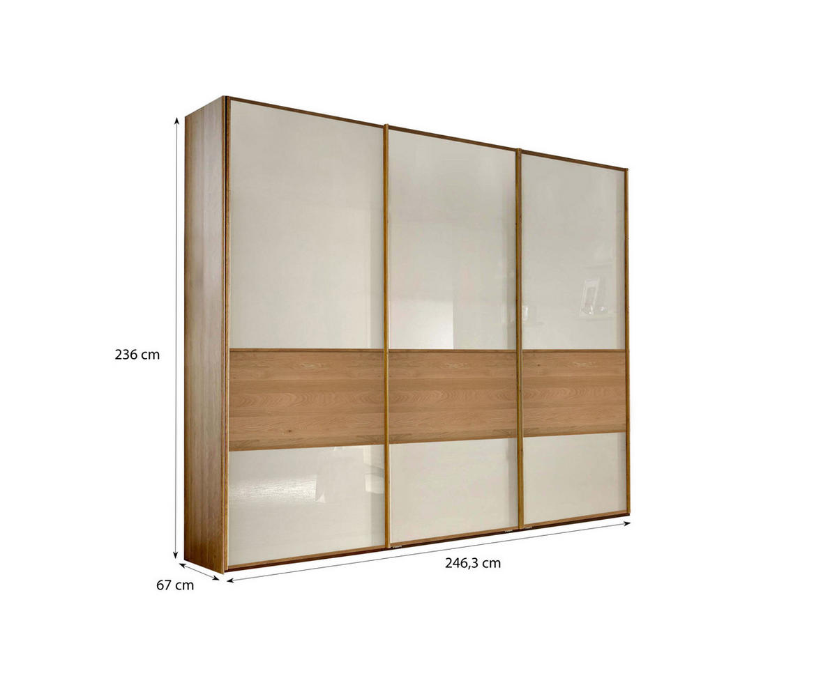 SCHLAFZIMMER Lenvara mit in Champagner 4-teilig mit Schwebetürenschrank mit Spiegel, Passepartout, zwei Nachttische und Komfortbett - Braun, Holzwerkstoff (80/200/120cm)