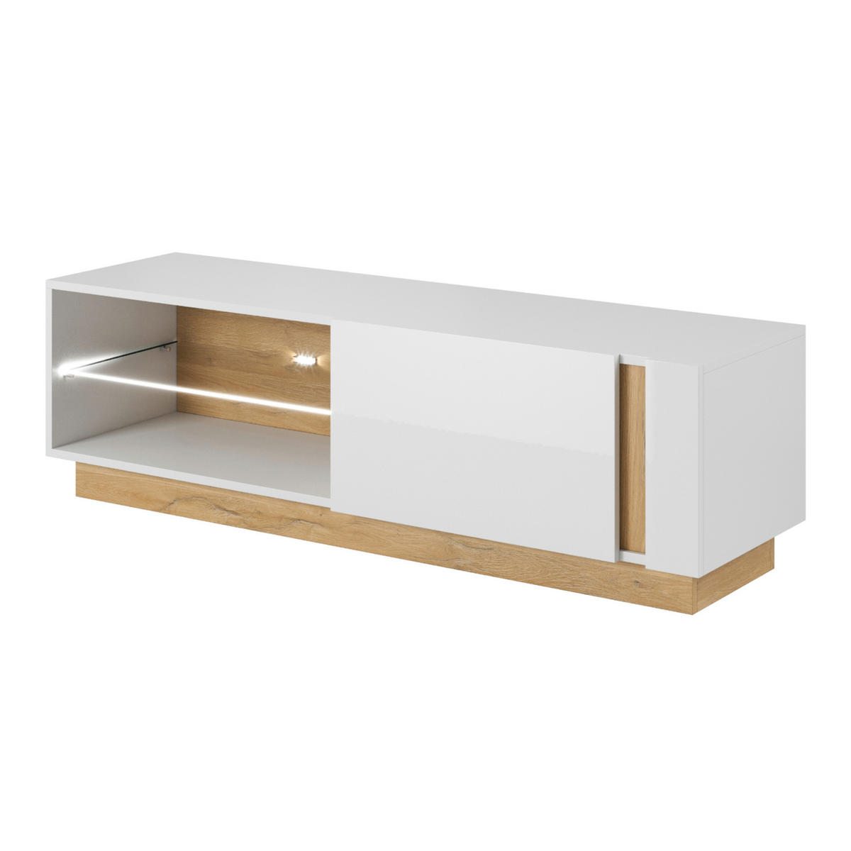 TV-ELEMENT ANDEBU RTV1 Glasregal Weiß Weiß - Weiß, Glas/Holzwerkstoff (138/46/40cm) - Komodee