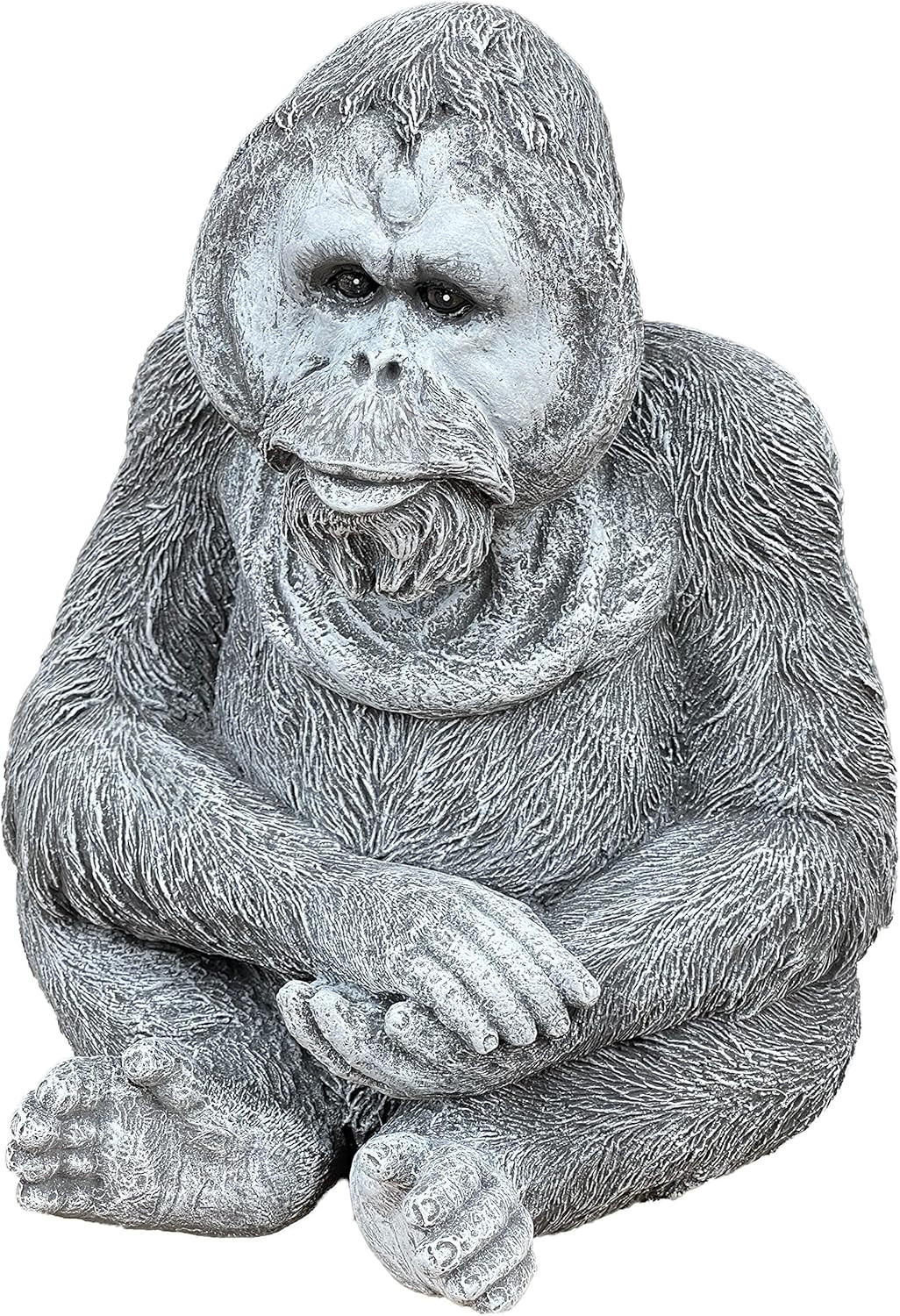 STEINFIGUR Orang-Utan Otto AFFE frostfest Steinguss Gartenfigur - Grau, Stein (21/26/19cm) - stoneandstyle