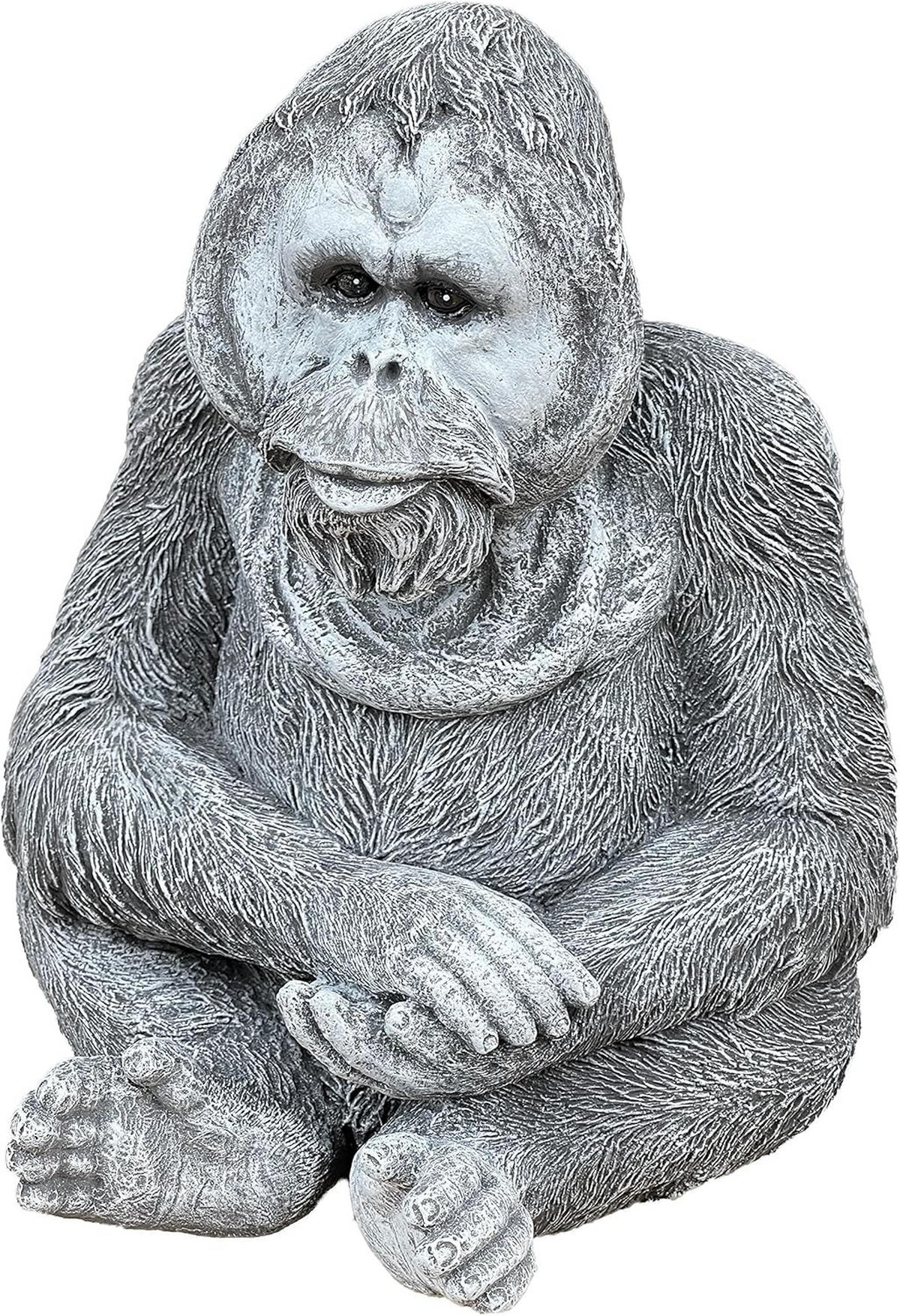 STEINFIGUR Orang-Utan Otto AFFE frostfest Steinguss Gartenfigur - Grau, Stein (21/26/19cm) - stoneandstyle