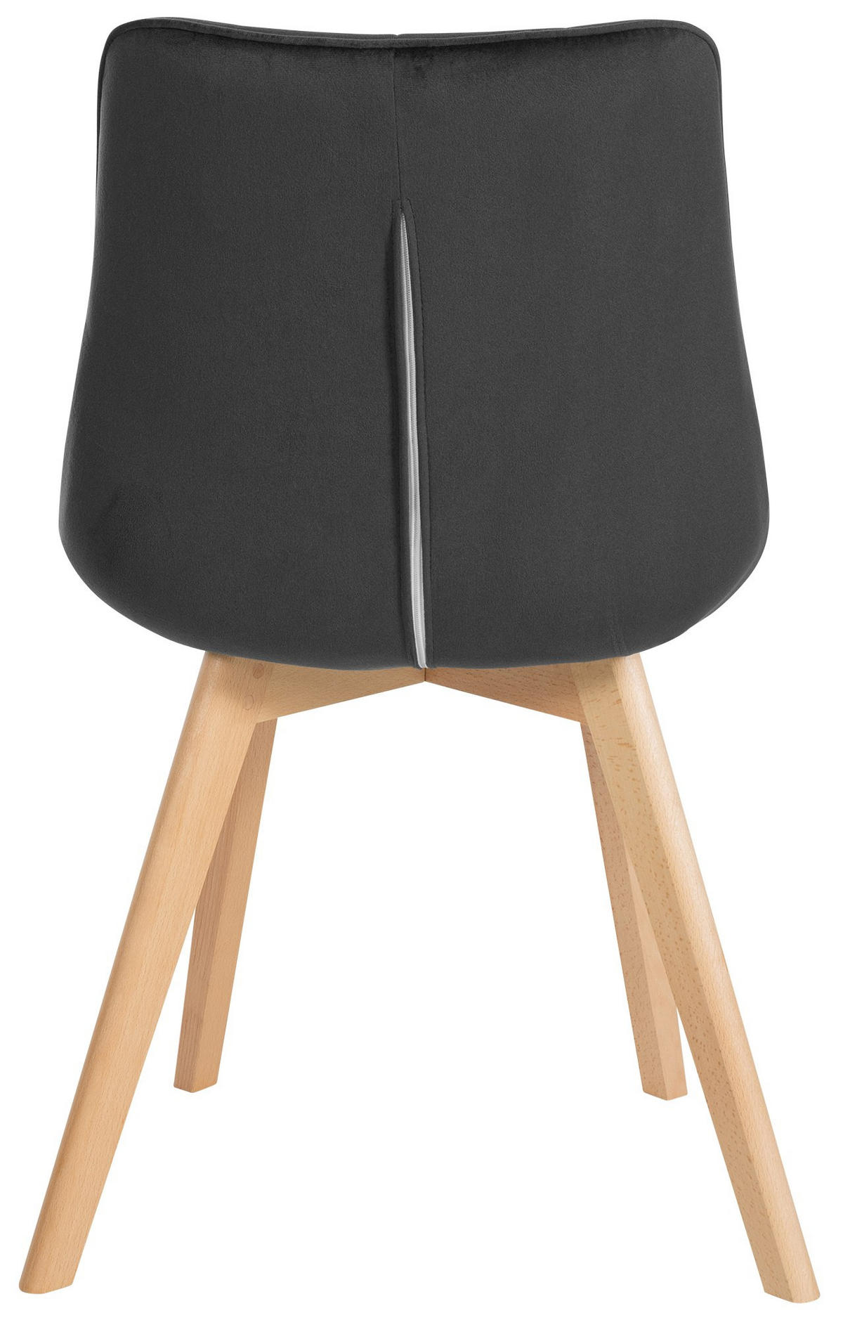 STUHL 2er Set Samt schwarz - Eukalyptusholzfarben/Schwarz, Holz/Textil (54/84/63cm) - CLP