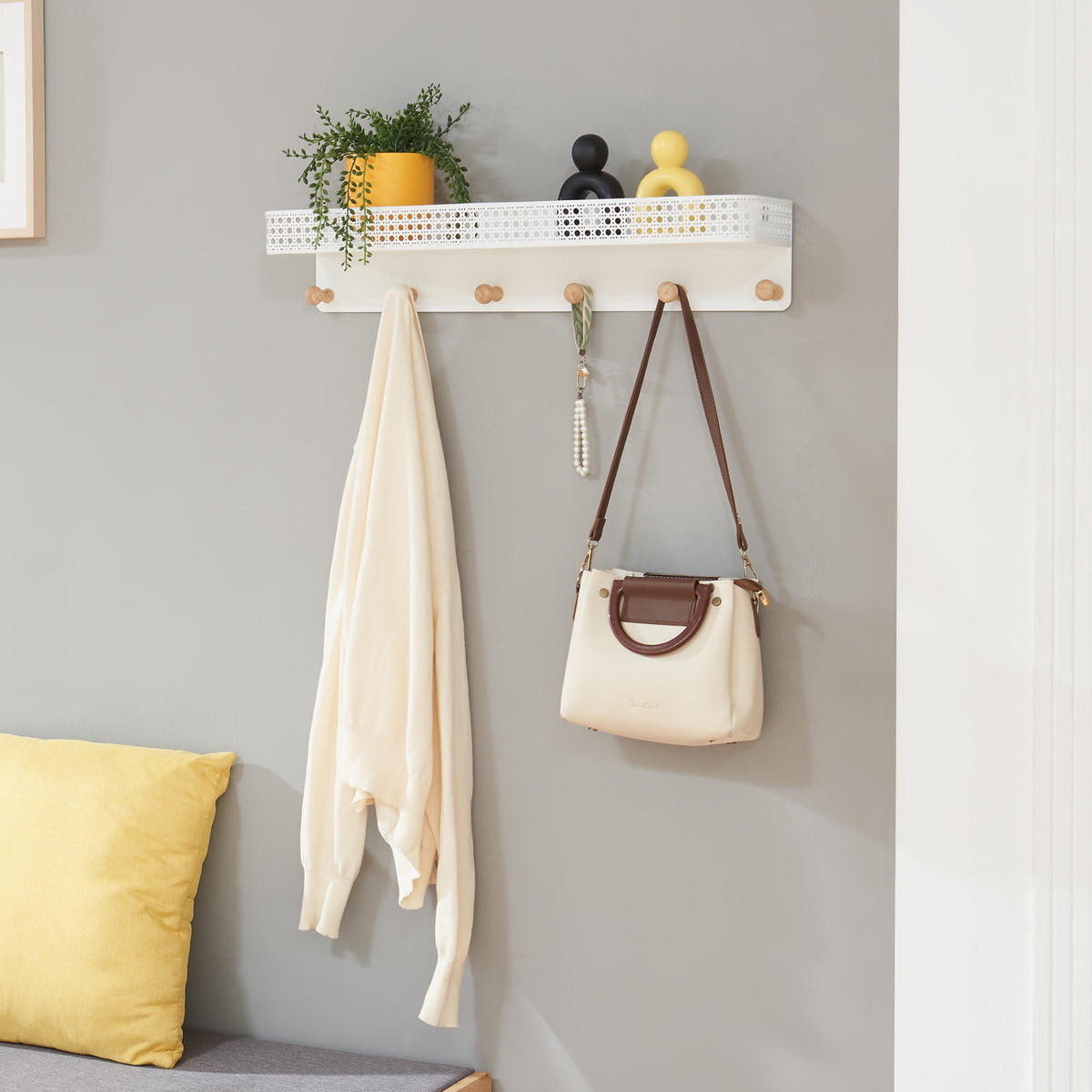 WANDGARDEROBE Jäller - Weiß, Metall (60/12/13.5cm) - [en.casa]