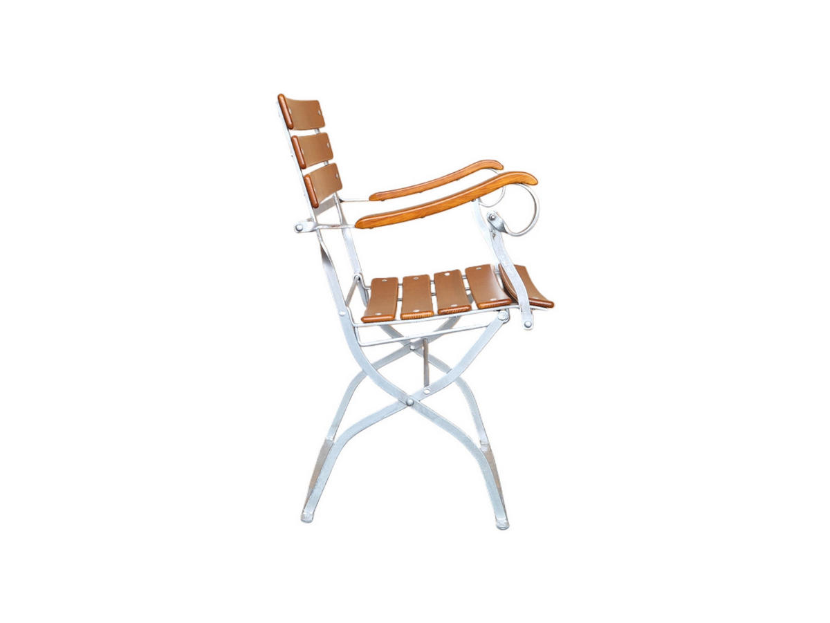 BIERGARTENSTUHL BERGWIESE Mit Armlehne 1-Sitzer 89x42x42cm Eschenholz Silber/Braun - Braun, Holz (42/89/42cm) - CHEFGASTRO