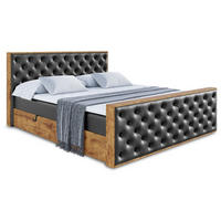 BOXBETT mit Matratze H4 und Lattenrost - LOLLI3-Z - 160x200 - Schwarz Kunstleder - Schwarz, Holzwerkstoff (160/200cm) - ALTDECOR