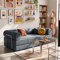SCHLAFSOFA mit 2 Sitzplätzen, Dunkelblau - Blau, Textil (204/67/102cm) - Oviala