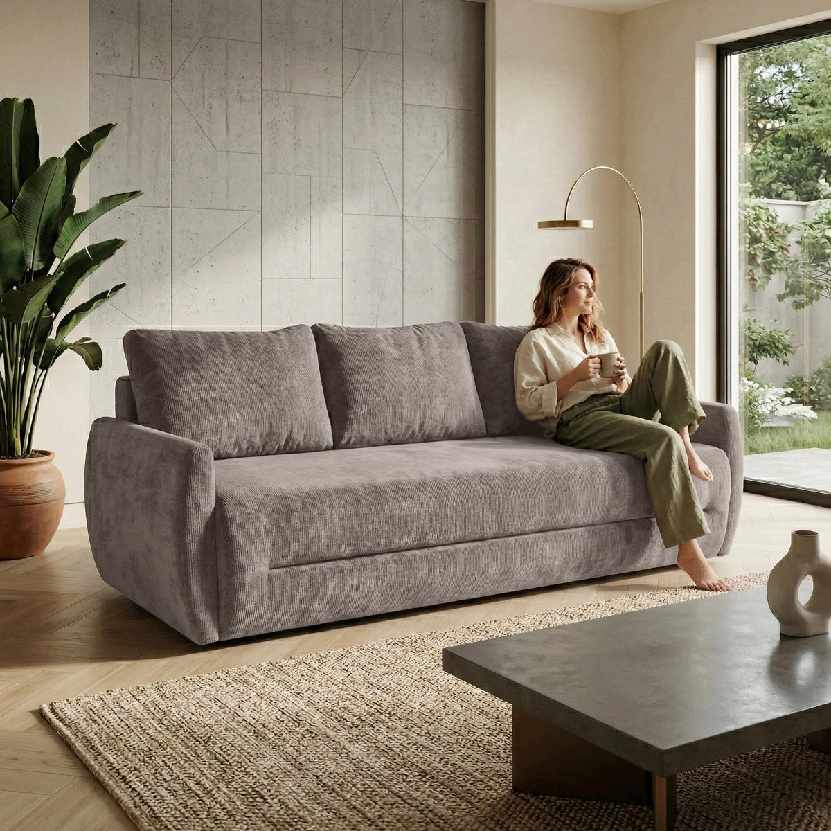 SCHLAFSOFA Piero 3-Sitzer mit Schlaffunktion, Braun - Braun, Textil (222/93/99cm) - Beautysofa