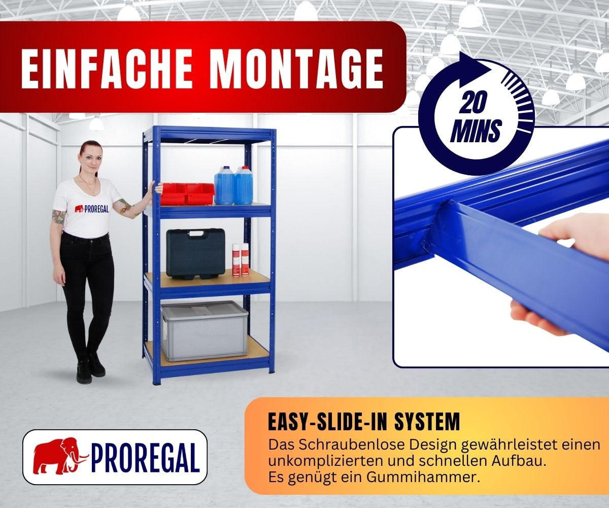 SCHWERLASTREGAL Dino 180x90x60 cm Fachlast 600 kg Blau - Blau, Metall (90/180/60cm) - PROREGAL