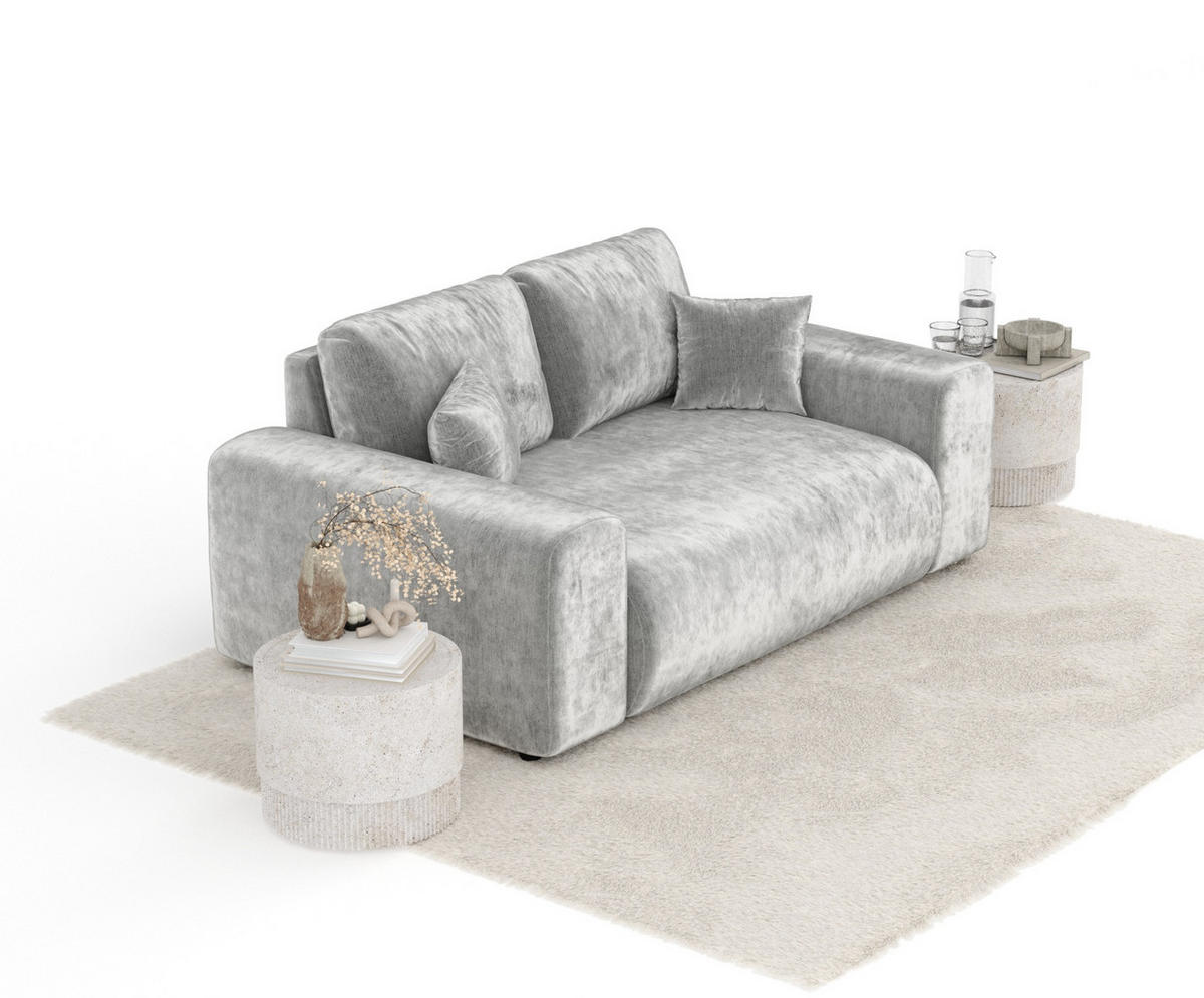 2-SITZER-SOFA Zanzibar Hellgrau Chenille - Hellgrau/Schwarz, Holz/Holzwerkstoff (178/79/108cm) - Maison de Reve
