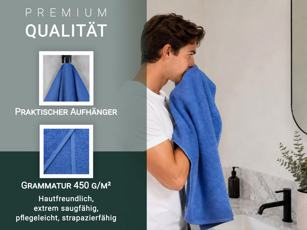 HANDTÜCHER, 10er-Set, 50x100 cm, 100% Baumwolle, Blau - Blau, Textil (50/100cm) - Zollner