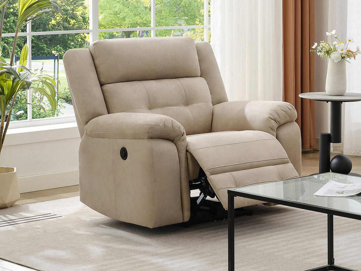 RELAXSESSEL - 1 Person - stoff - beige Ortiano - Beige, Textil (103/102/97cm) - Vente-Unique
