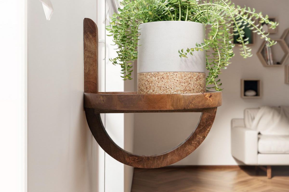 WANDREGAL Mango Massivholz Modern Stil 30x33x30 cm Rund - Braun, Holz (30/33/30cm) - KADIMA DESIGN
