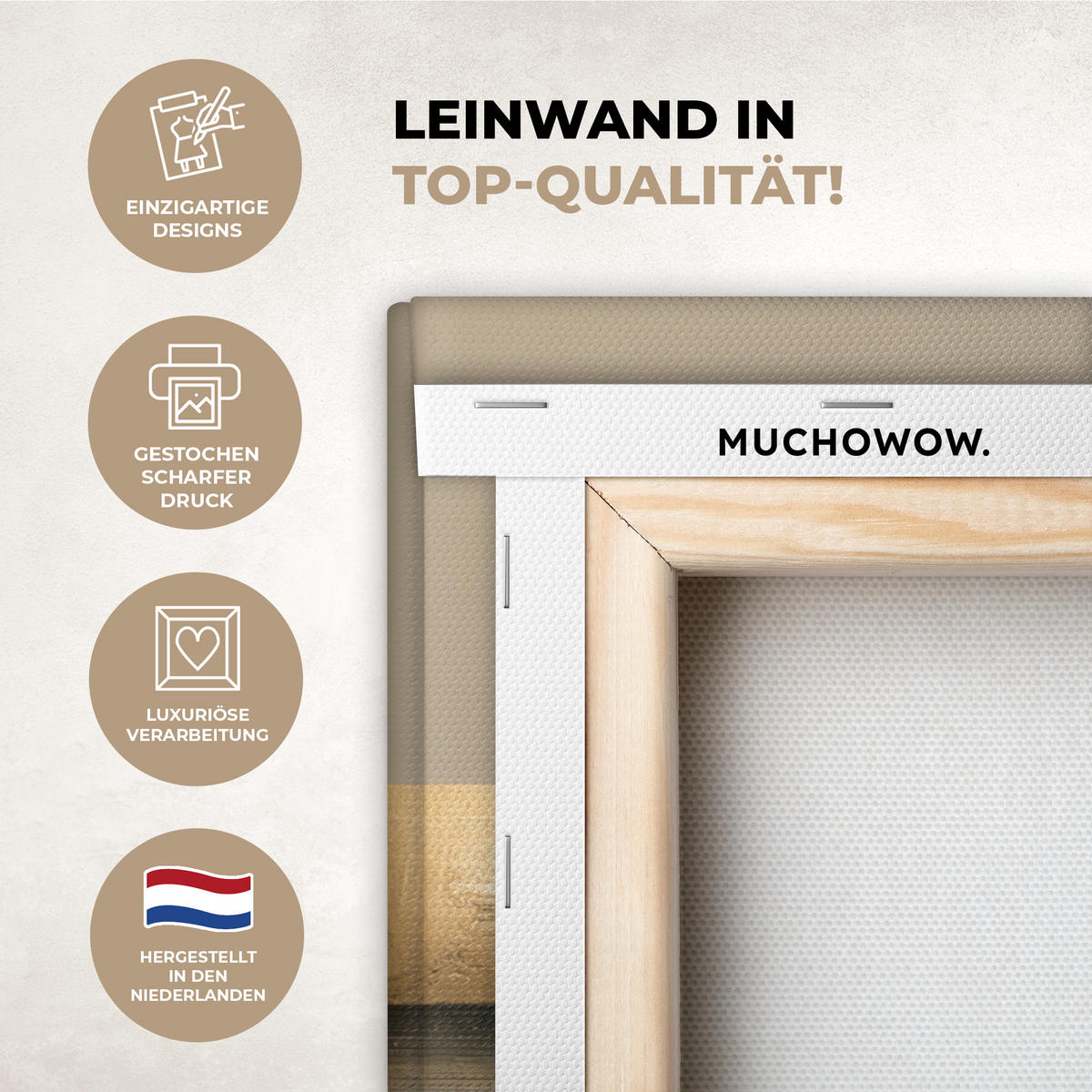 LEINWANDBILD Abstrakt - Formen - Beige - Texturen Wandbild Wohnzimmer 50x50 cm - Beige, Textil (50/50cm) - MuchoWow