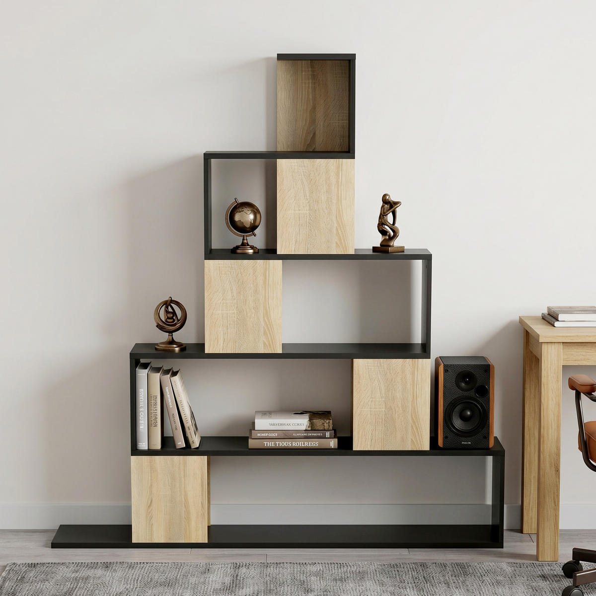BÜCHERREGAL Schwarz Natur 120/22/131.5 cm - Ahornfarben, Holzwerkstoff (22/131.5/120cm) - PANGIVO