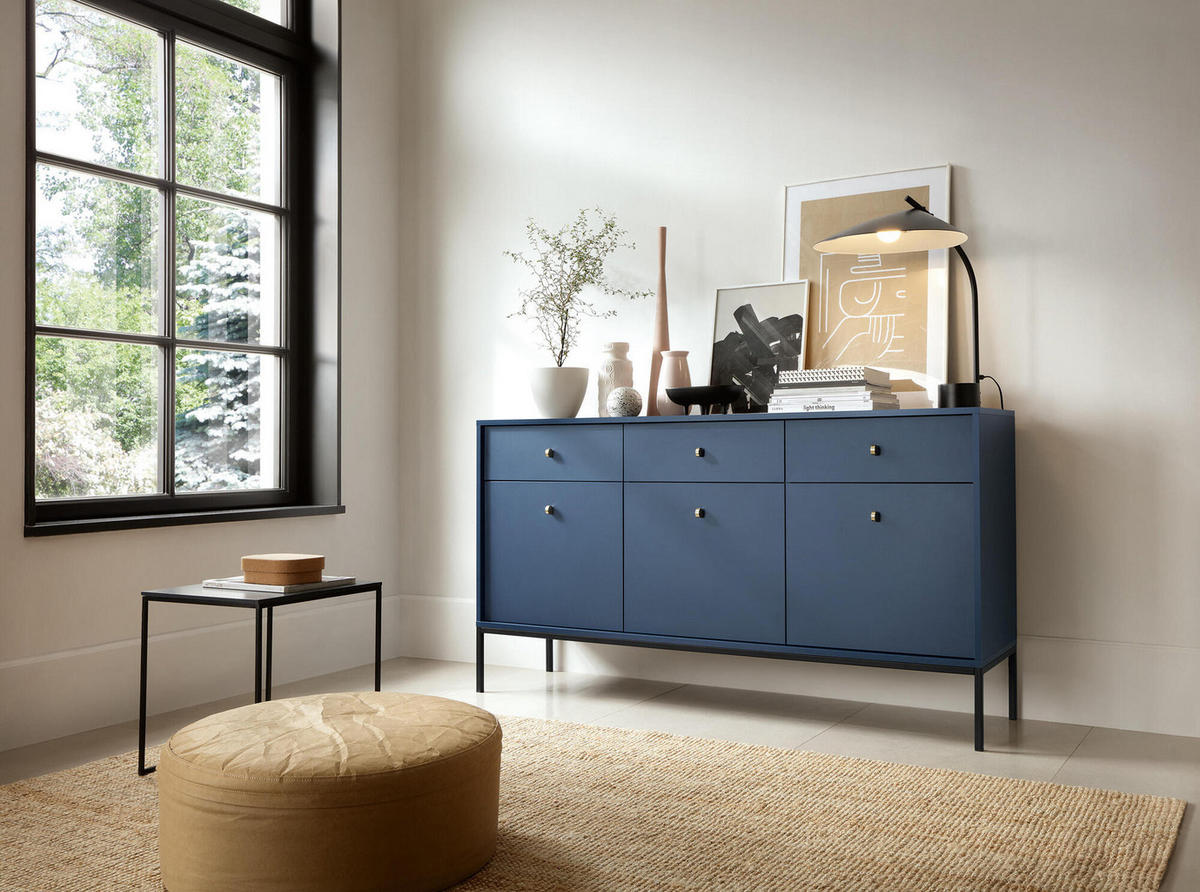 SIDEBOARD MONO Blau 154x39x84 cm - Blau, Holzwerkstoff (154/84/39cm) - FURNLUX