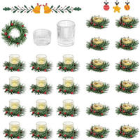 TEELICHTHALTER 24-teiliges Set mit Kranz - Transparent, Glas (5.9cm)