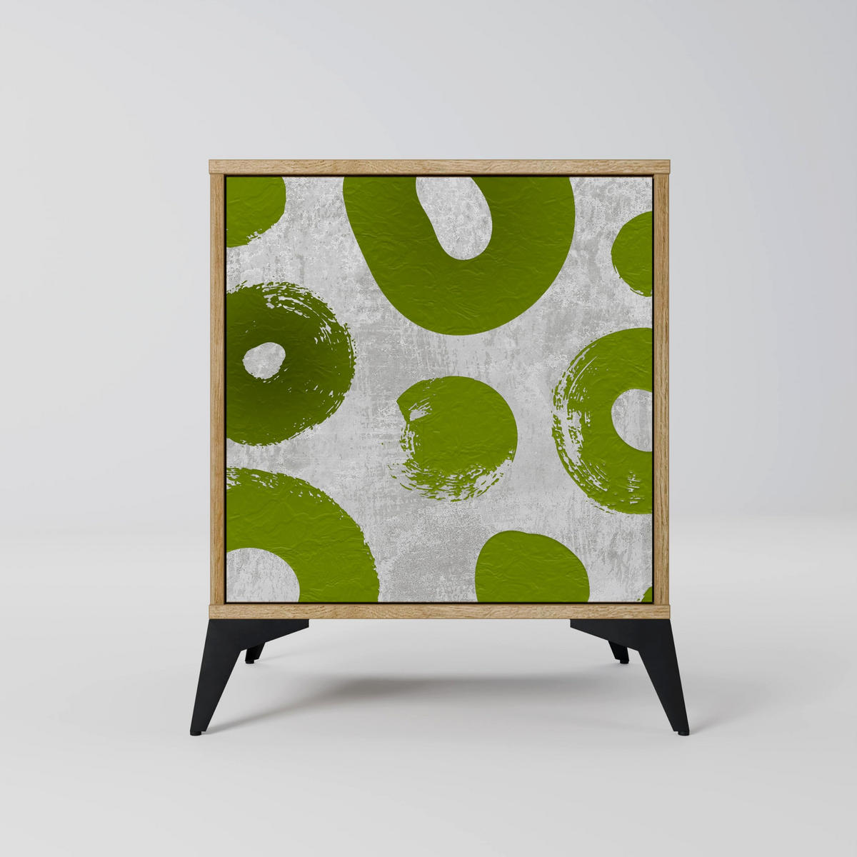SIDEBOARD GREEN RHAPSODY, Eichefarben, 57,5x42x72,5 cm, Schwarze Metallfüße - Eichefarben/Multicolor, Holzwerkstoff/Metall (57.5/72.5/42cm) - SpaceRebels