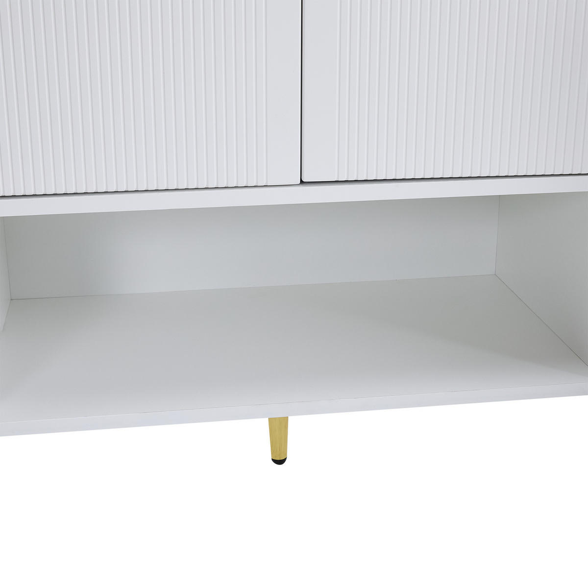 SCHUHSCHRANK in Weiß Schuhregal mit 2 Schubladen und 4 Türen für Flur, B130/T37/H100cm - Goldfarben/Weiß, Holzwerkstoff/Metall (130/100/37cm) - STILVORA