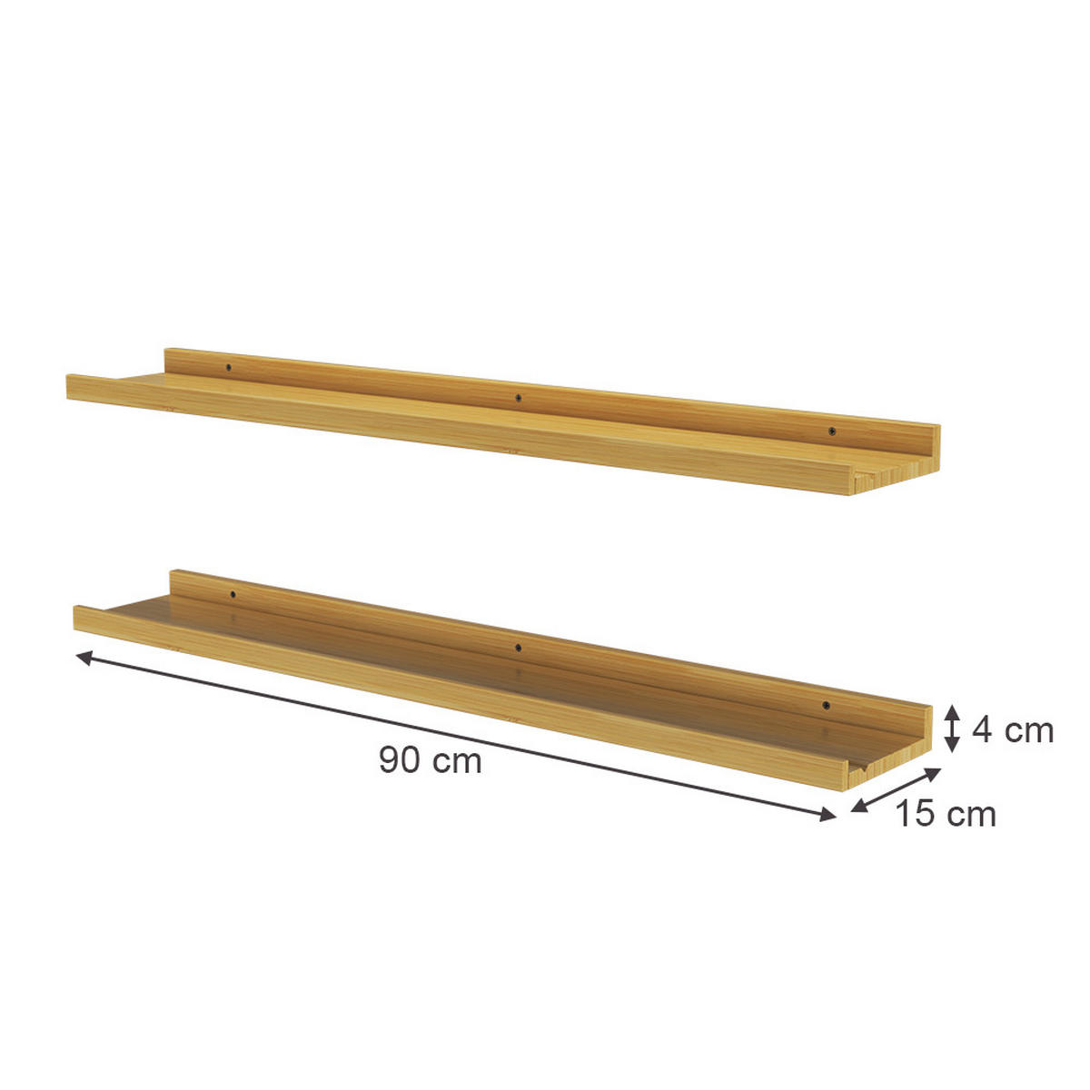 WANDREGAL Linus Naturholz 90 x 4 cm 2er Set - Eichefarben, Holzwerkstoff (90/4/15cm) - Vicco