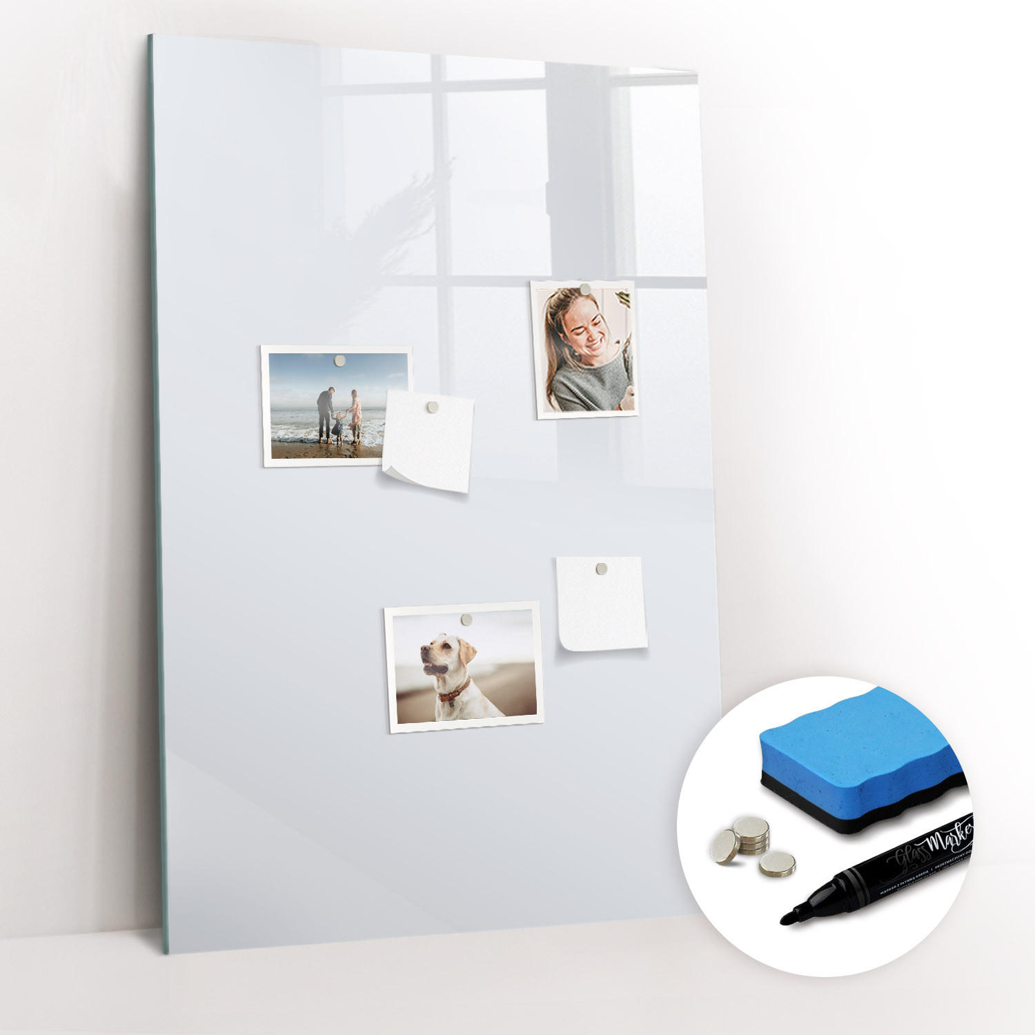 MAGNETTAFEL 60x90 Weiß schwarzer Marker - Weiß, Glas (60/0.4/90cm) - TULUP