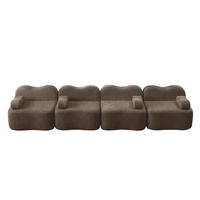 4-SITZER SOFA Samt Braun mit Hocker - Braun, Textil (384/70/98cm) - WISHDOR