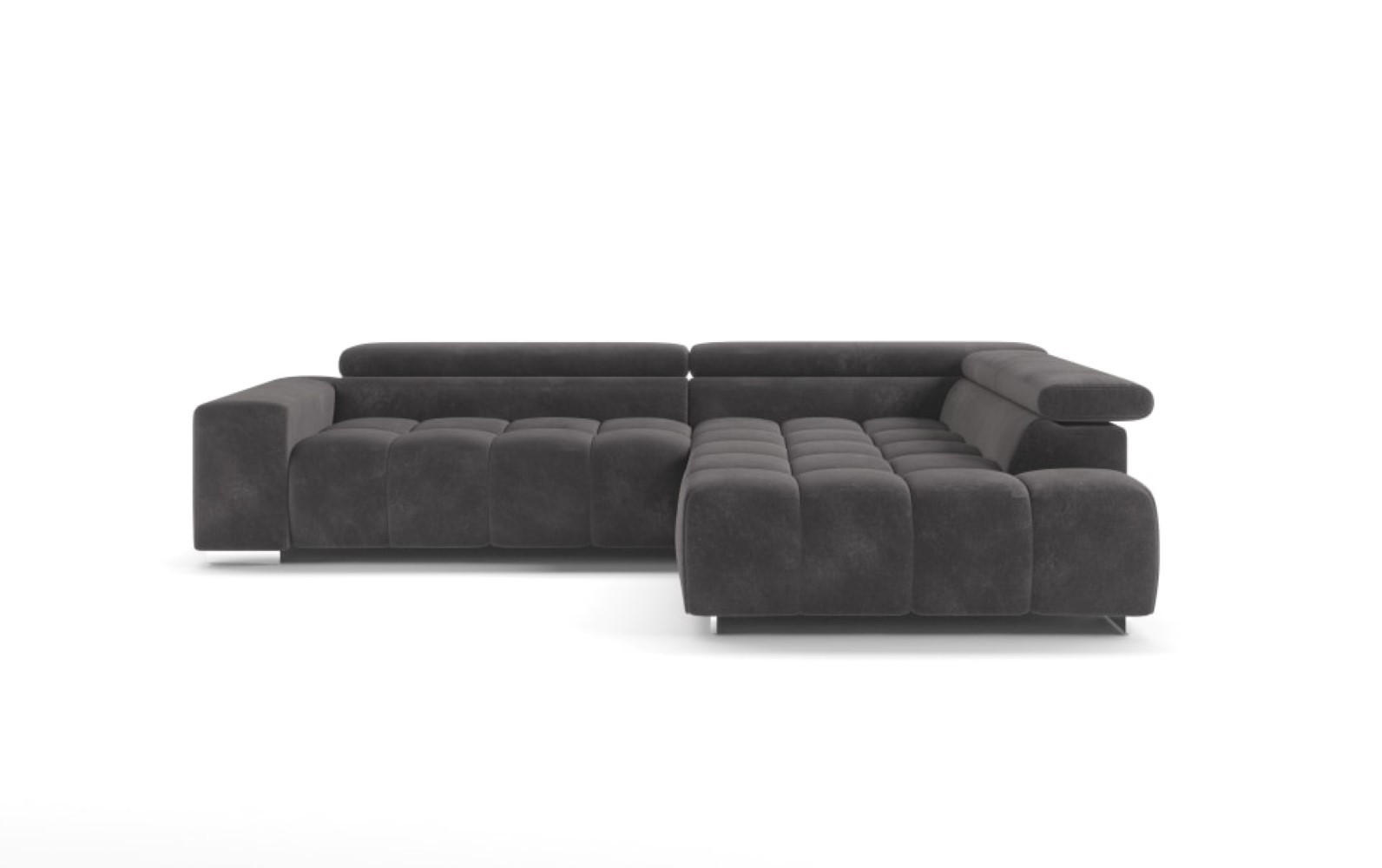 ECKSOFA mit verstellbaren Kopflehnen, Nosagfederung - Chromfarben/Dunkelgrau, Textil/Metall (225/310cm) - Cotta