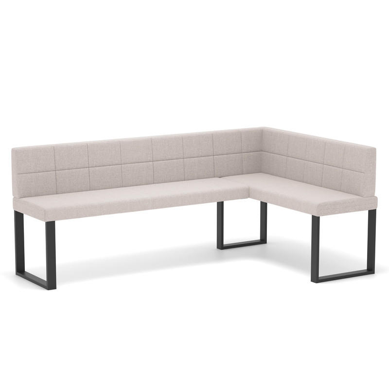 ECKBANK rechts SANA U Webstoff gesteppt, 128/168 cm Beige - Beige, Textil/Metall (128/168cm) - Idohome
