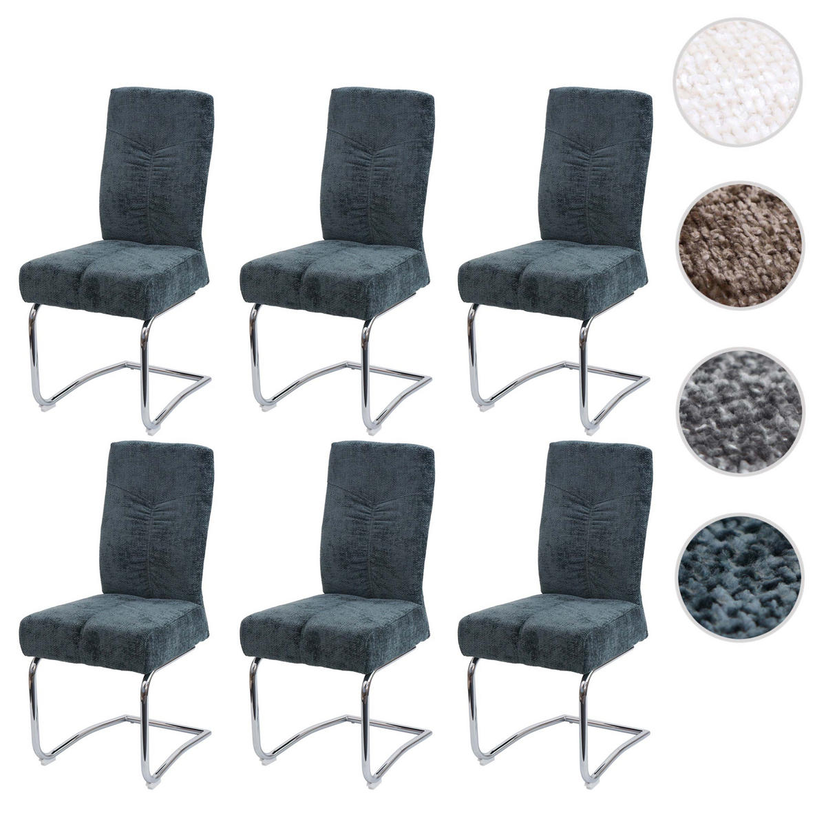 ESSZIMMERSTUHL Blau 6er-Set - Blau/Petrol, Textil (46/105/60cm) - MCW