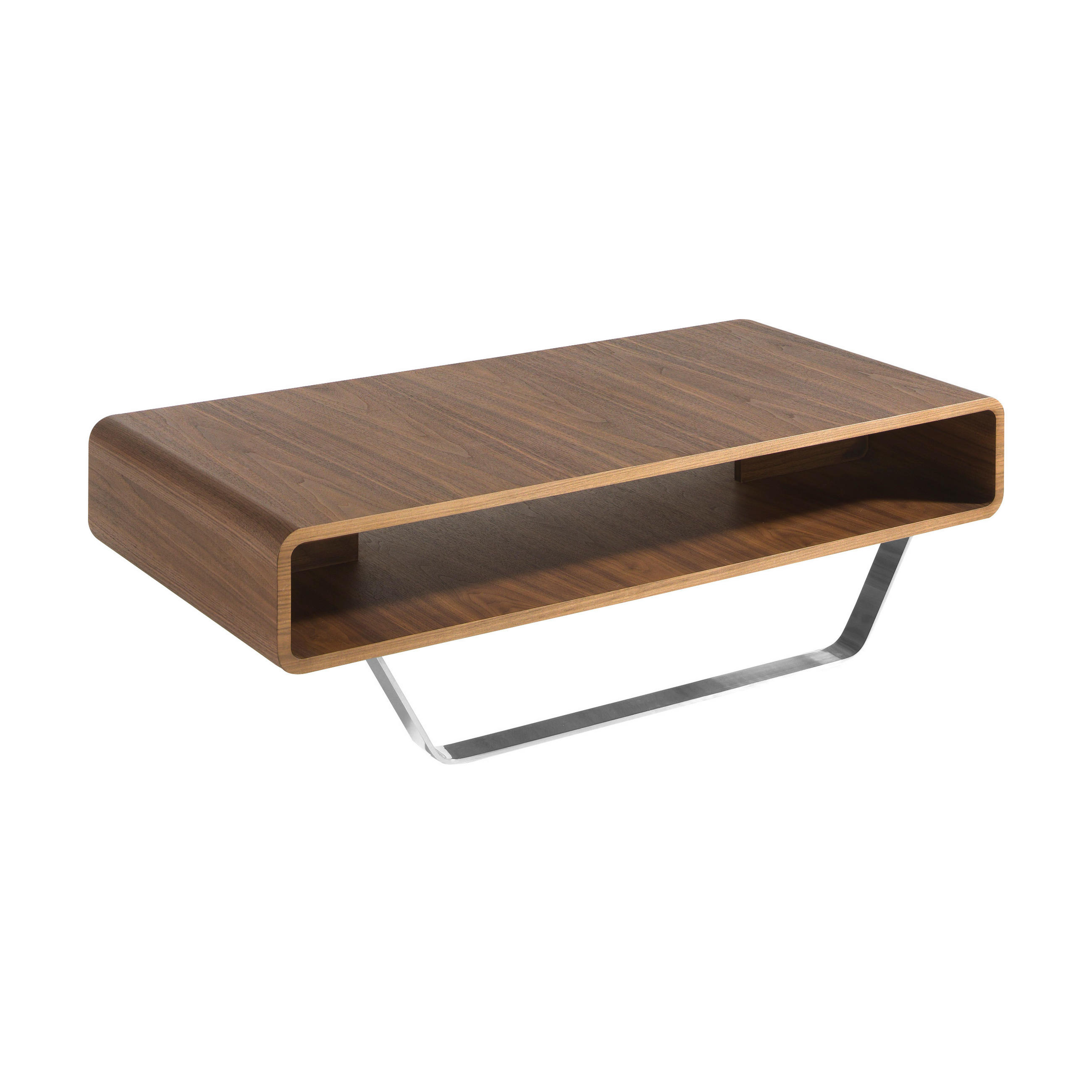 COUCHTISCH Rechteckig Walnuss , Stahl 120/60/36 cm - Edelstahlfarben/Nussbaumfarben, Holz/Metall (60/120/36cm) - ANGEL CERDA