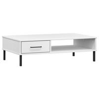 COUCHTISCH OSLO mit Metallbeinen Weiß Massivholz Kiefer - Weiß, Holz (100/55/29cm) - furnicato